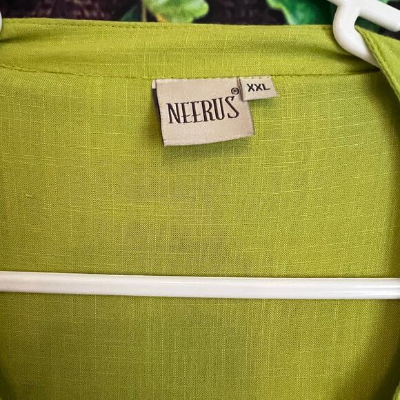 Neerus Green Embroidered A Line Kurta w/ Jacket Maxi Bell Sleeve Womens XXL 2XL - Picture 10 of 10